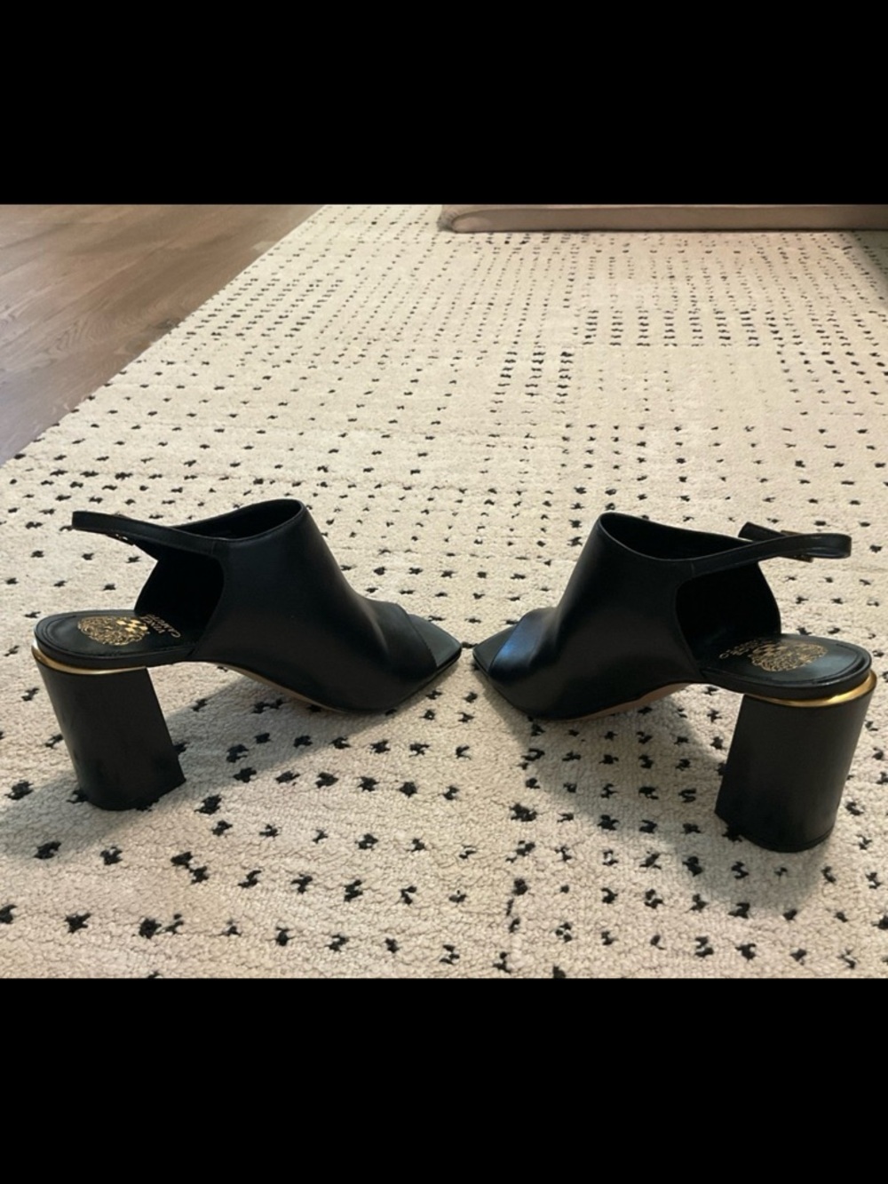Vince Camuto Haliza black peep toe, sling back booties heels, 9 - Picture 5 of 10